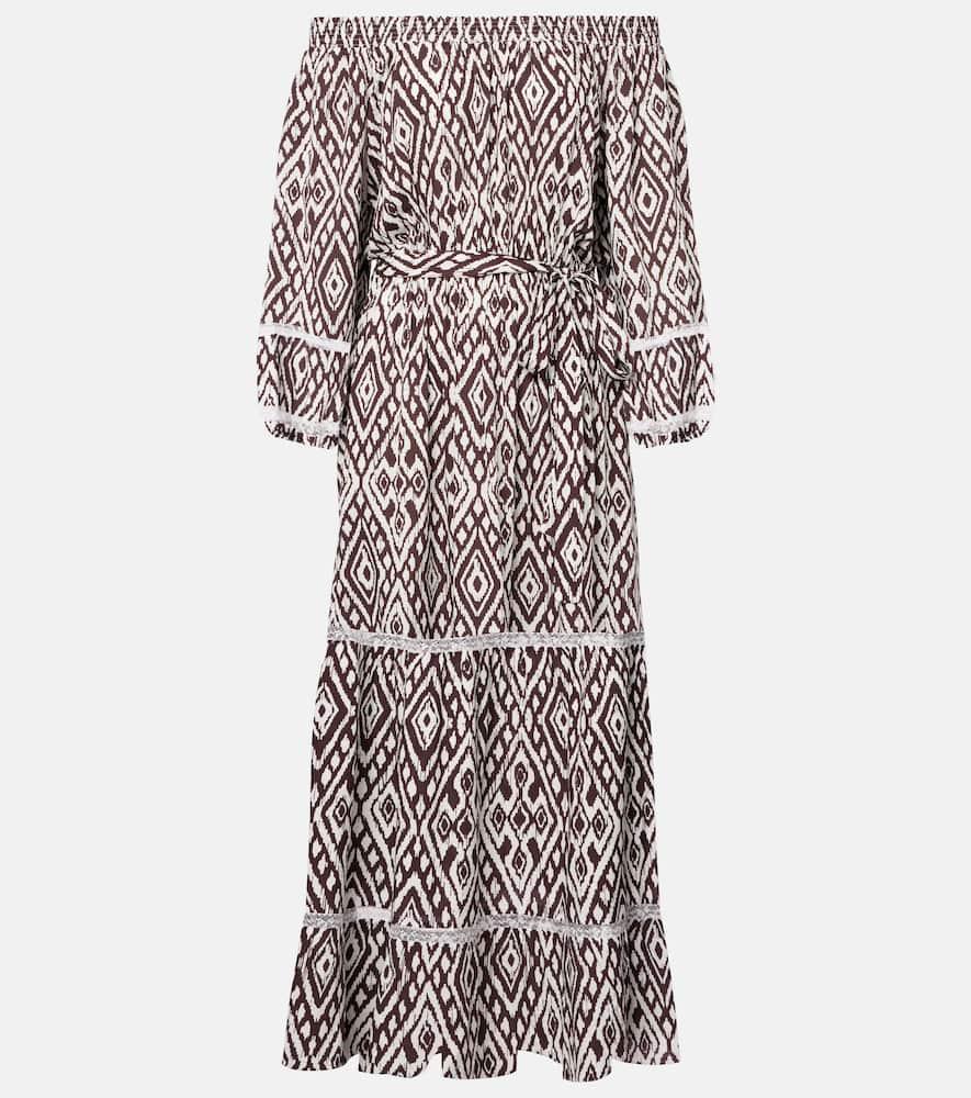 melissa odabash eclipse gathered printed midi dress