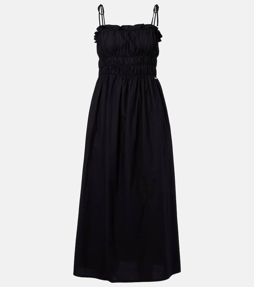 melissa odabash ophelia smocked cotton midi dress