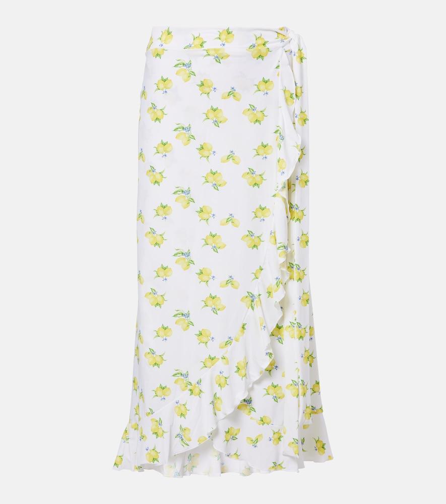 melissa odabash printed ruffled wrap skirt
