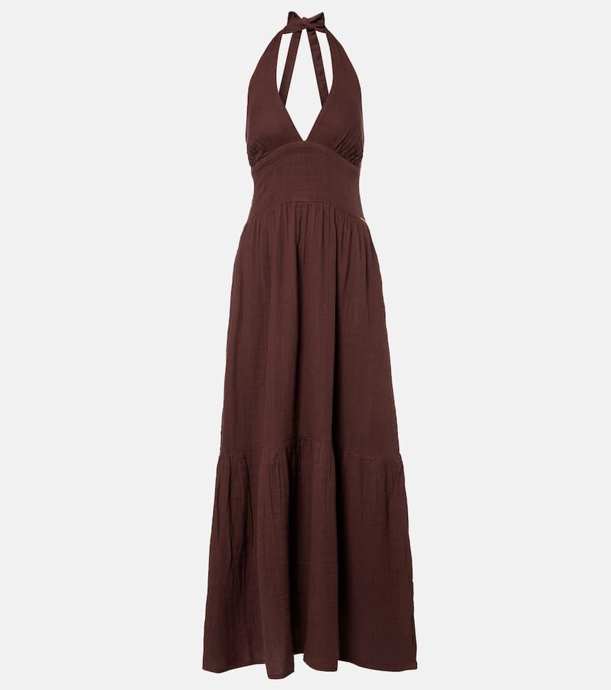 melissa odabash shay halterneck cotton maxi dress