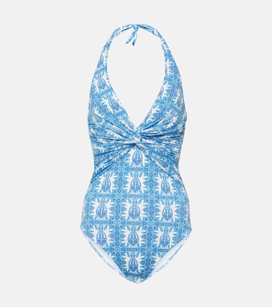 melissa odabash zanzibar printed halterneck swimsuit