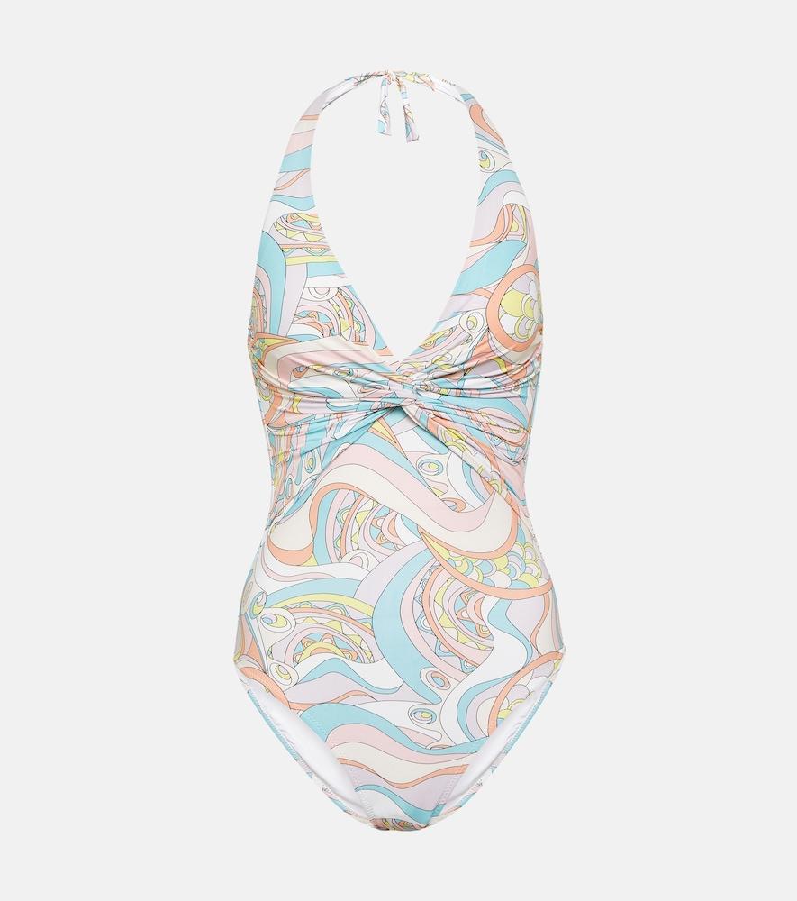 melissa odabash zanzibar printed halterneck swimsuit