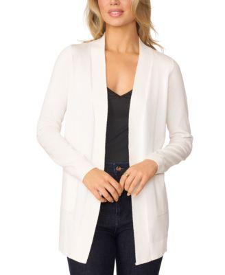 melissa paige womens cable trim open front long cardigan sweater