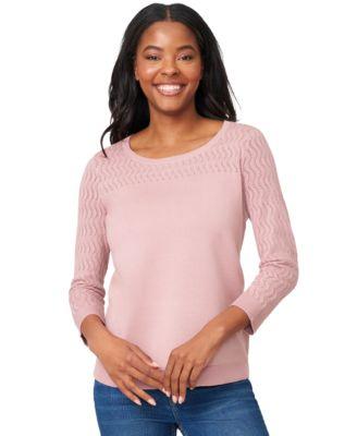 melissa paige womens crewneck pointelle 3 4 sleeve lightweight sweater pxs xl