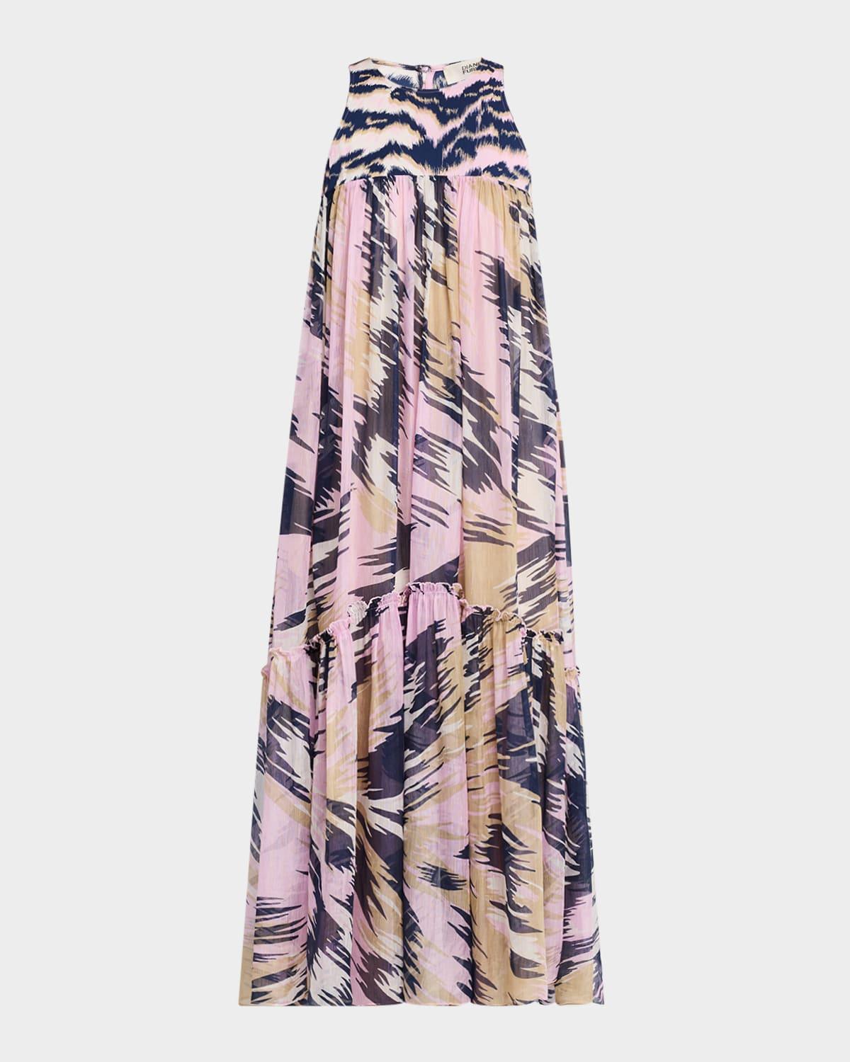 melisse abstract-print trapeze maxi dress