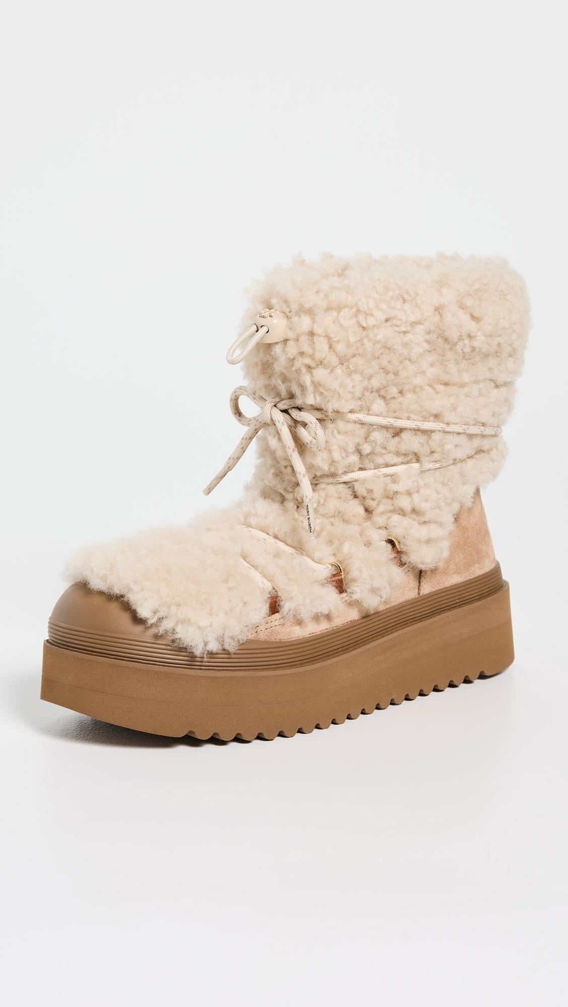 mellow shearling lace up boots