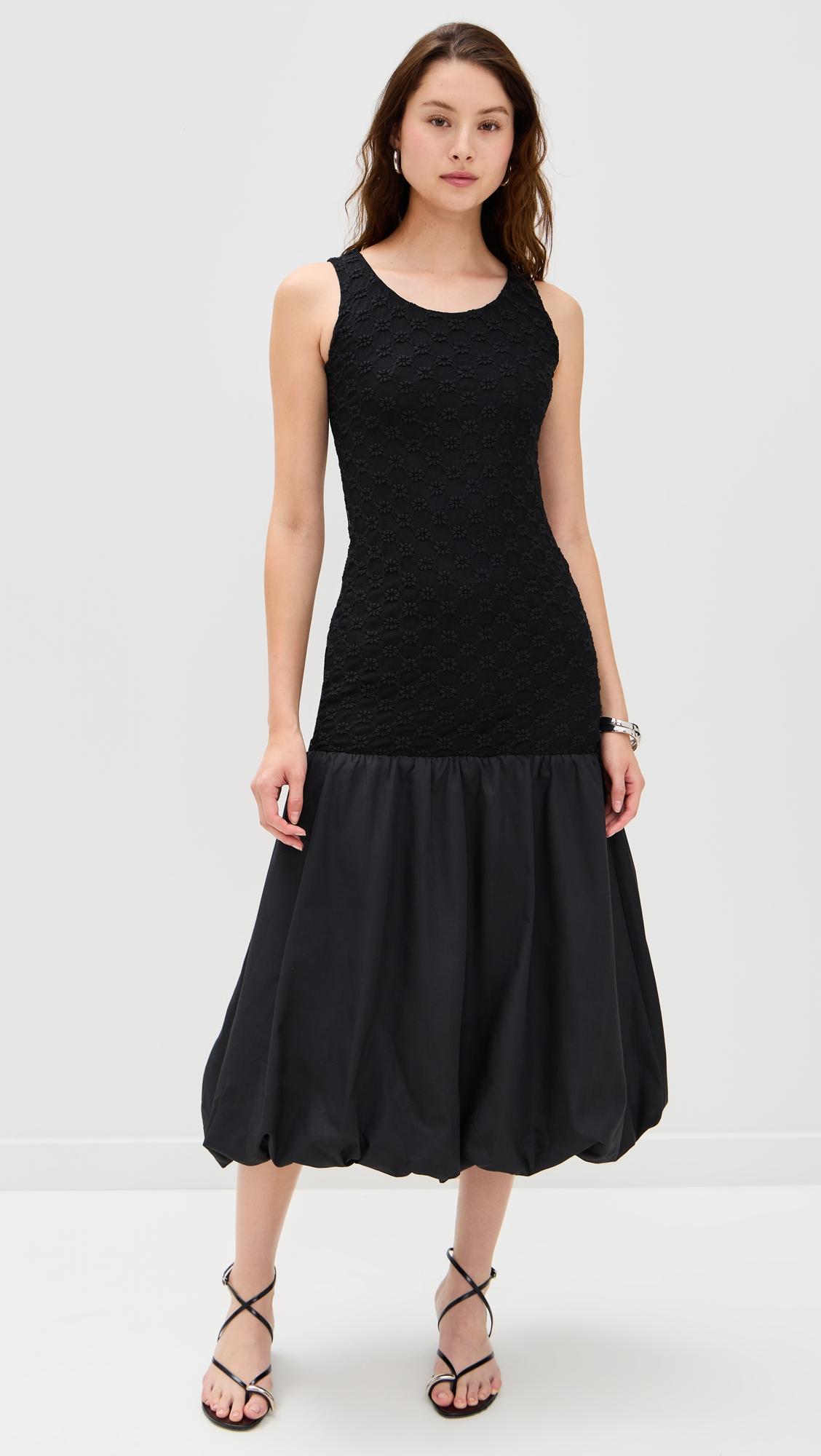 melody lace poplin maxi dress