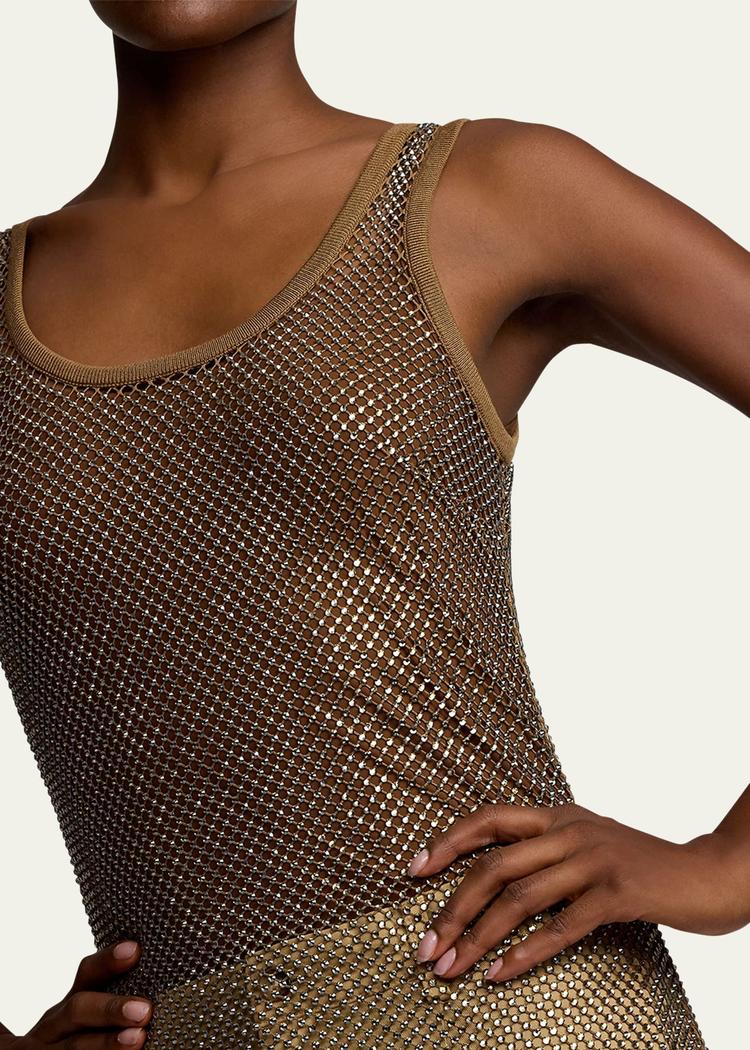 melony embellished mesh tank top