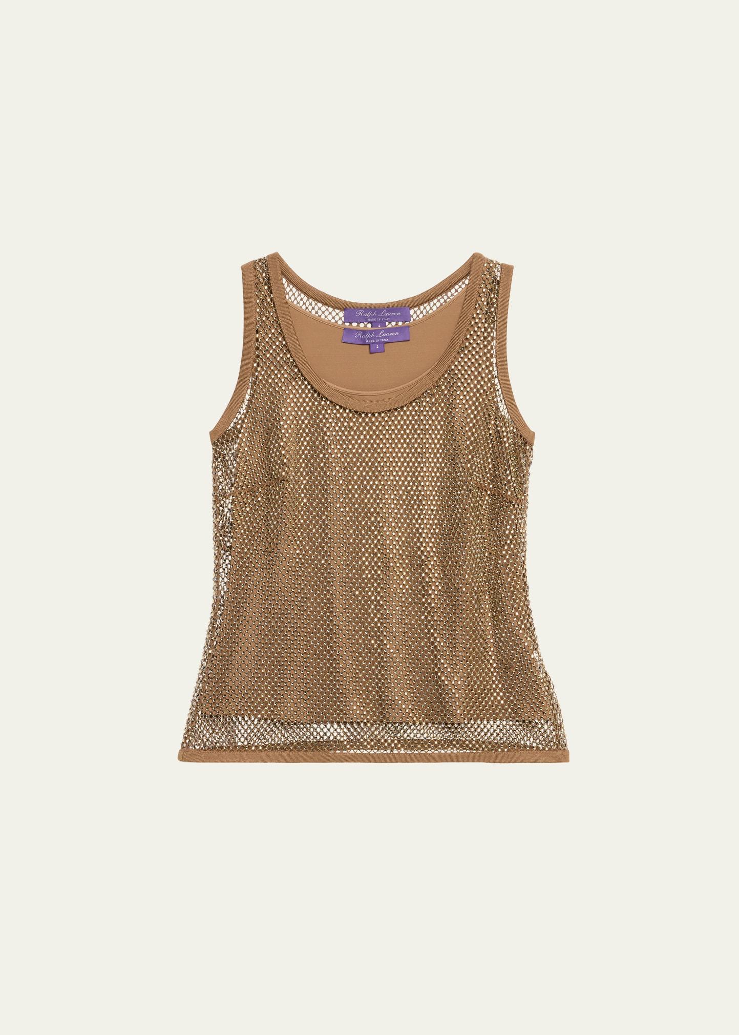 melony embellished mesh tank top