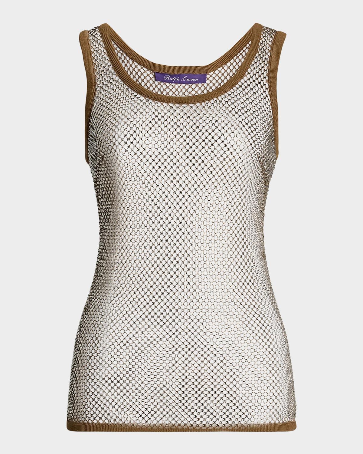 melony embellished mesh tank top