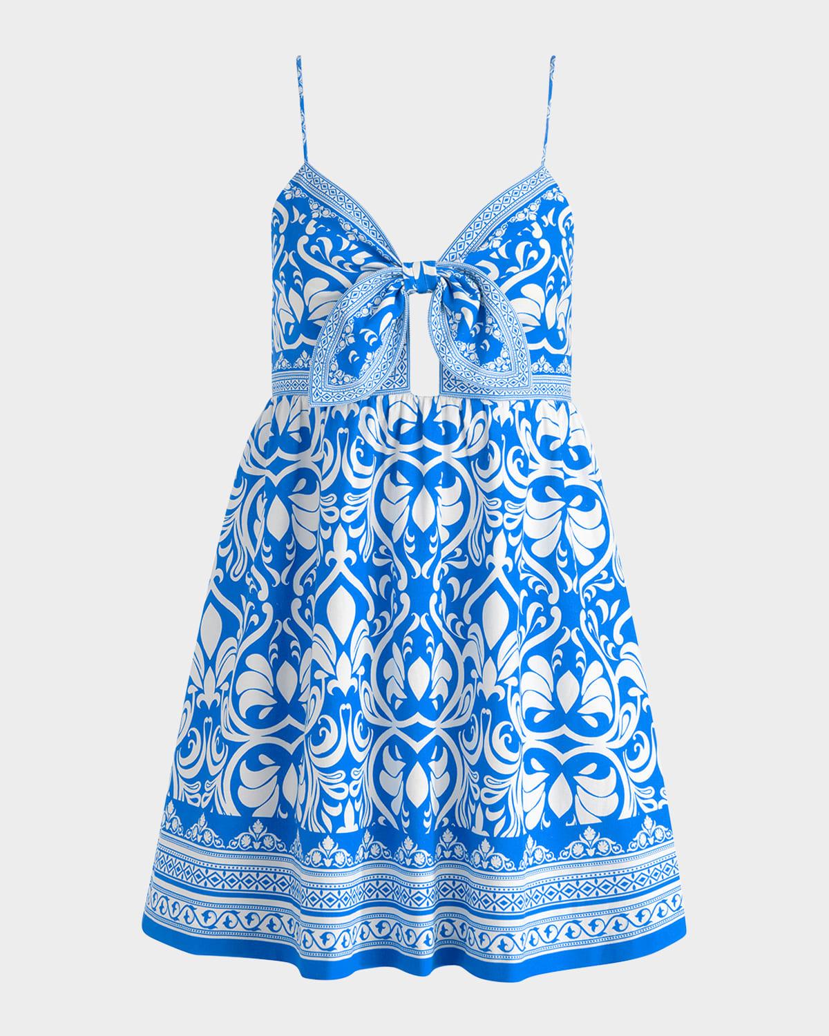 melvina tie-front gathered babydoll dress