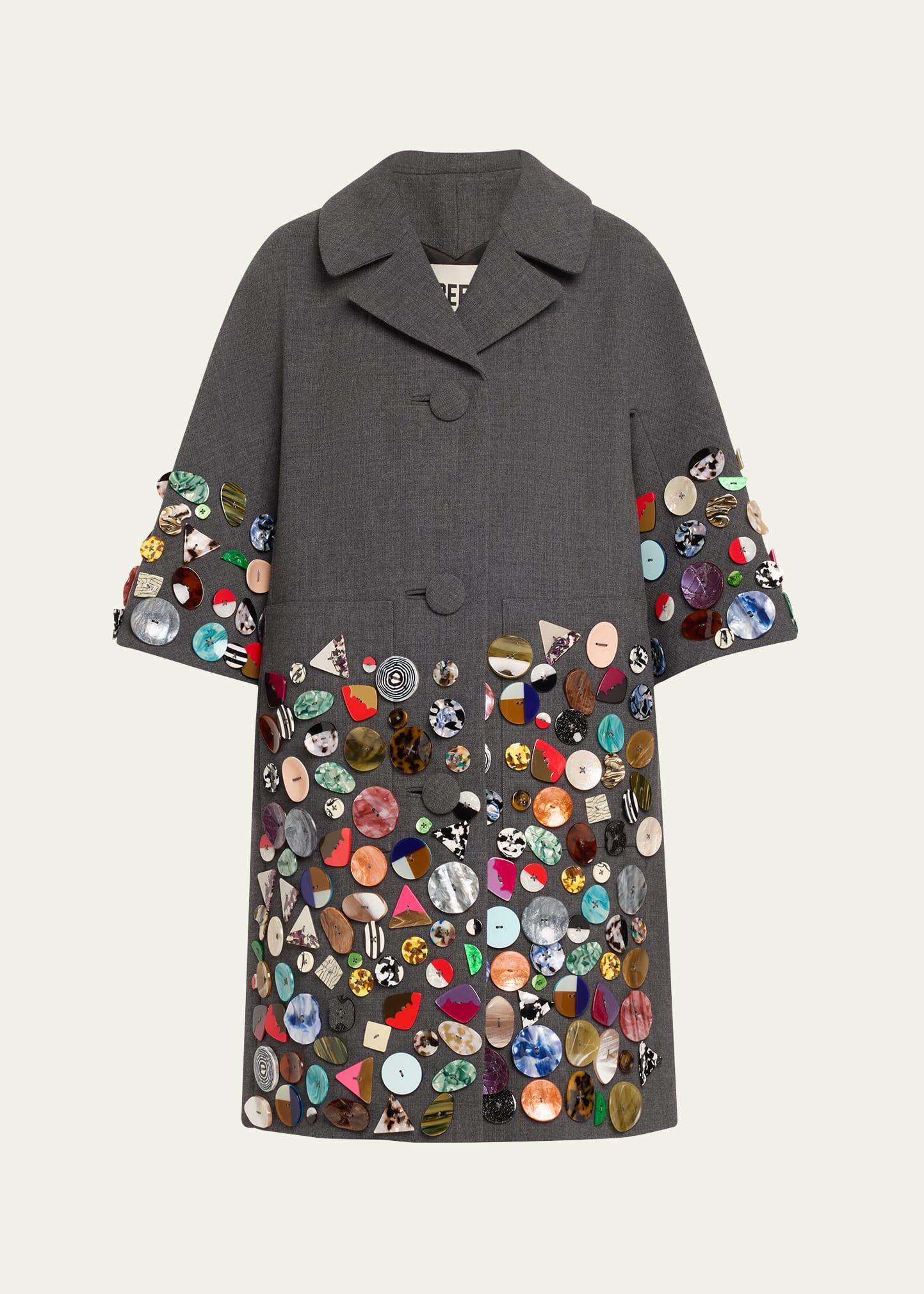 memory vase patch pocket buttoned wool coat