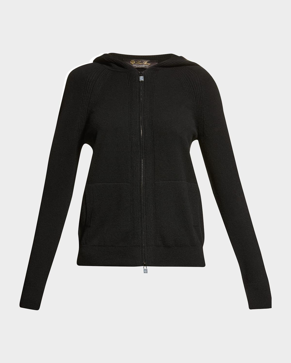 merano cashmere zip-front hoodie sweater