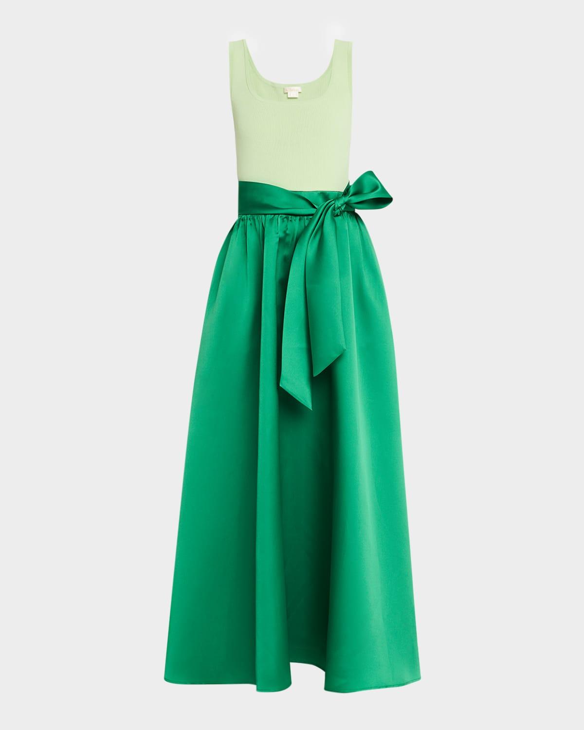 mercer two-tone mixed media gown