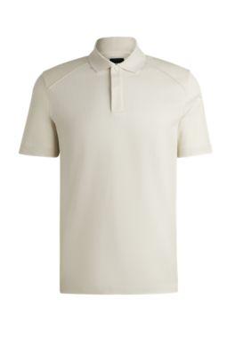 mercerized-cotton polo shirt with ripstop structure- white men's polo shirts