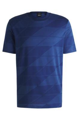 mercerized-cotton t-shirt with two-tone jacquard- light blue men's t-shirts