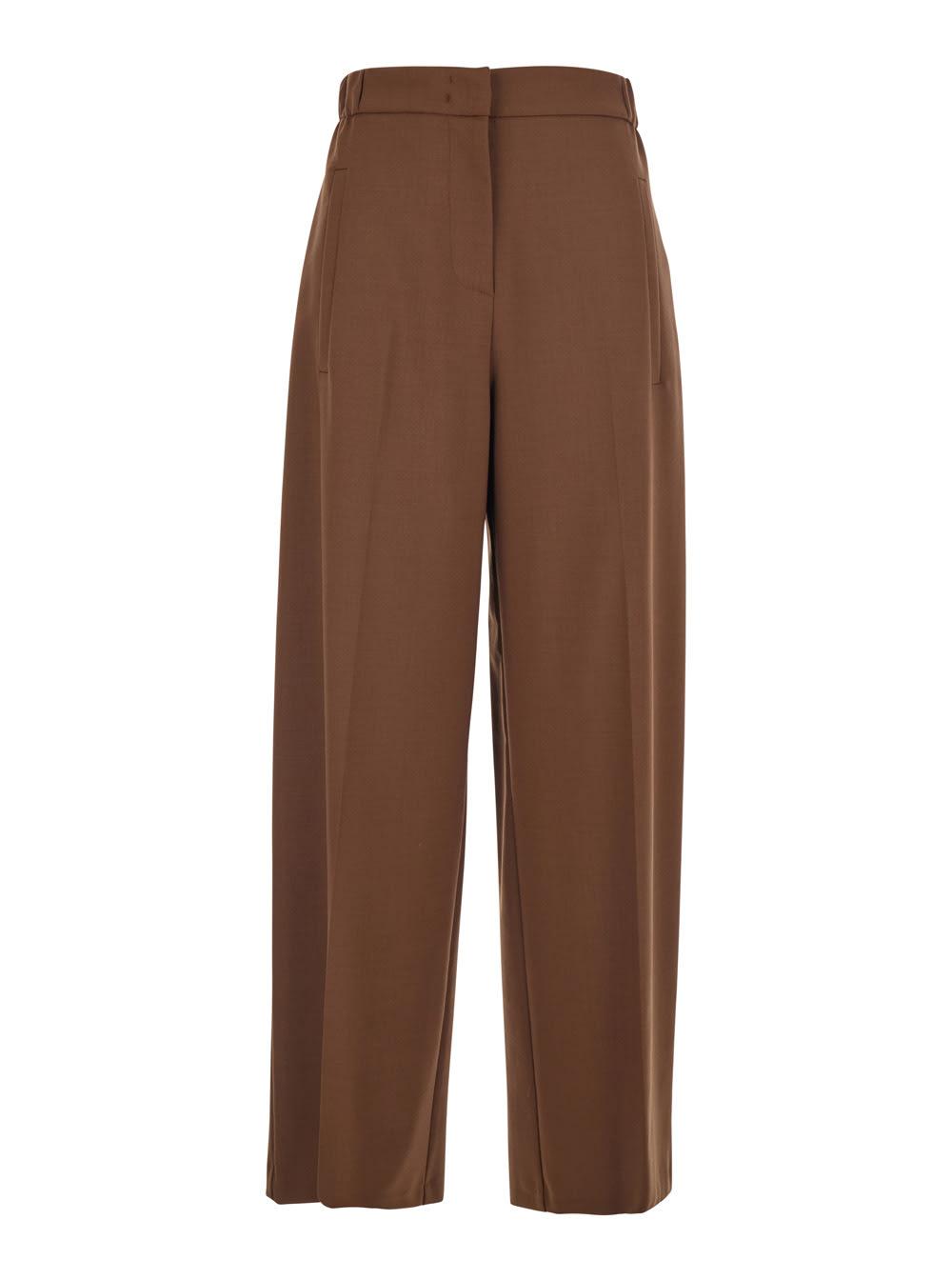 merci brown trousers with semi-elastic waist and side pockets in cotton blend woman