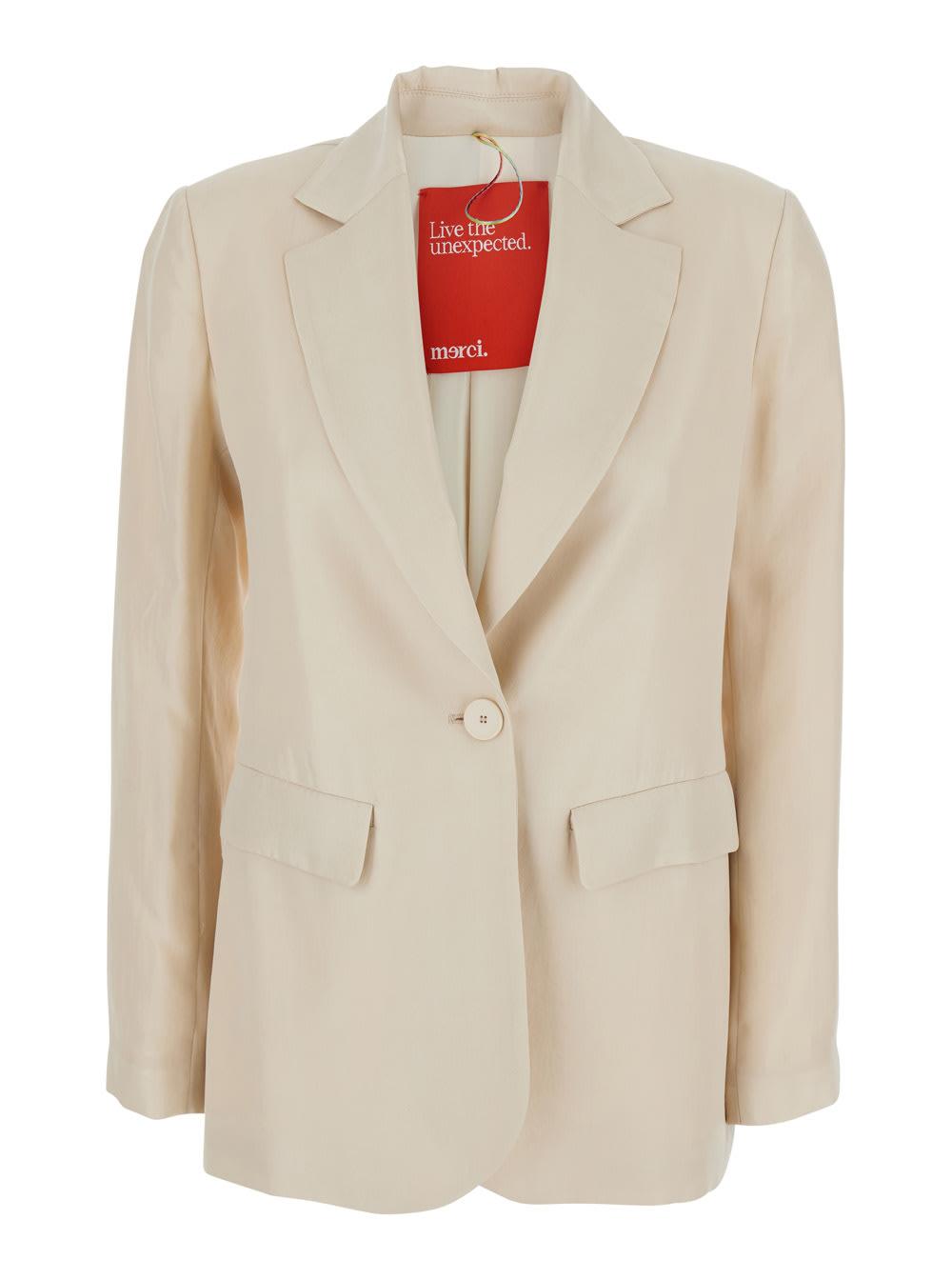 merci jacket g343csand with front closure and pockets in beige women