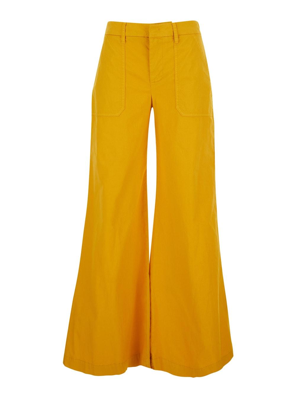 merci orange high-waisted pants with front pockets in cotton for women