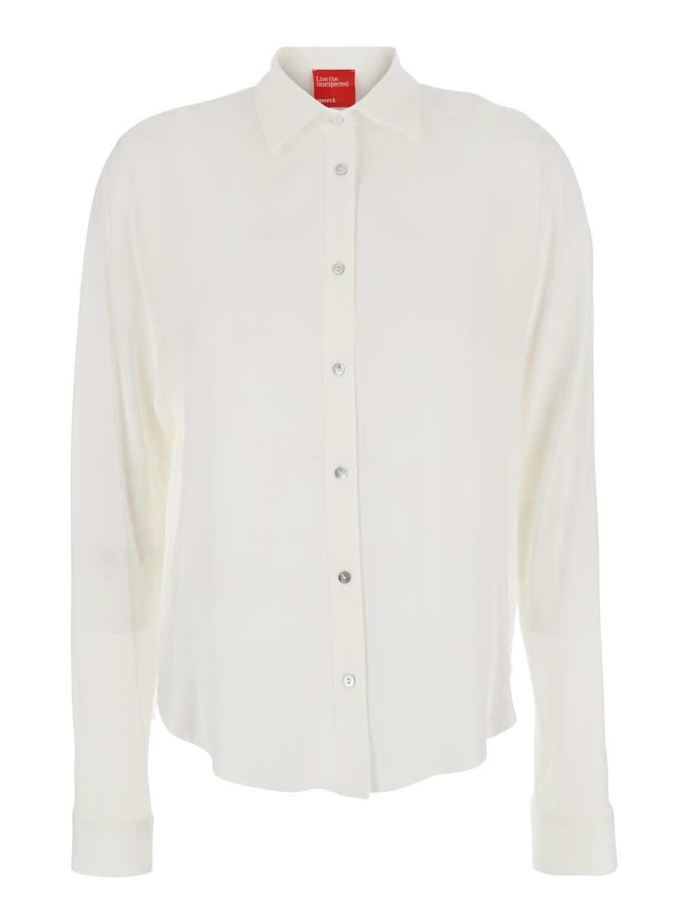 merci white shirt with classic collar in fabric woman