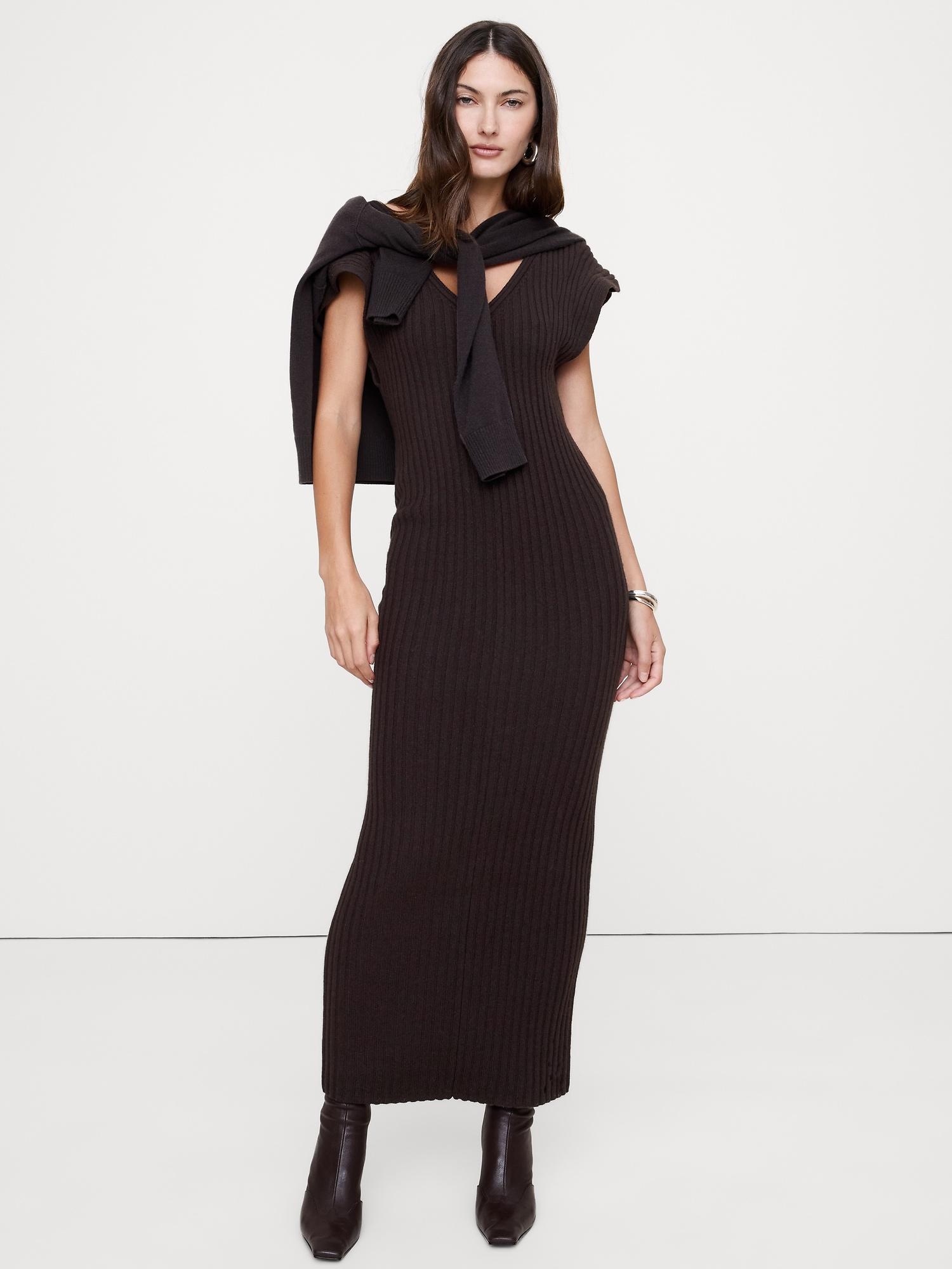 merino-cotton maxi dress with open back