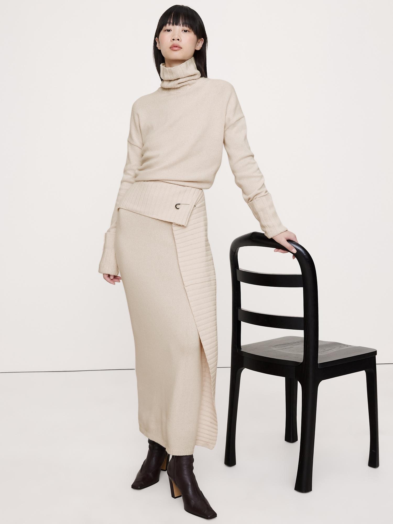 merino-cotton maxi sweater dress