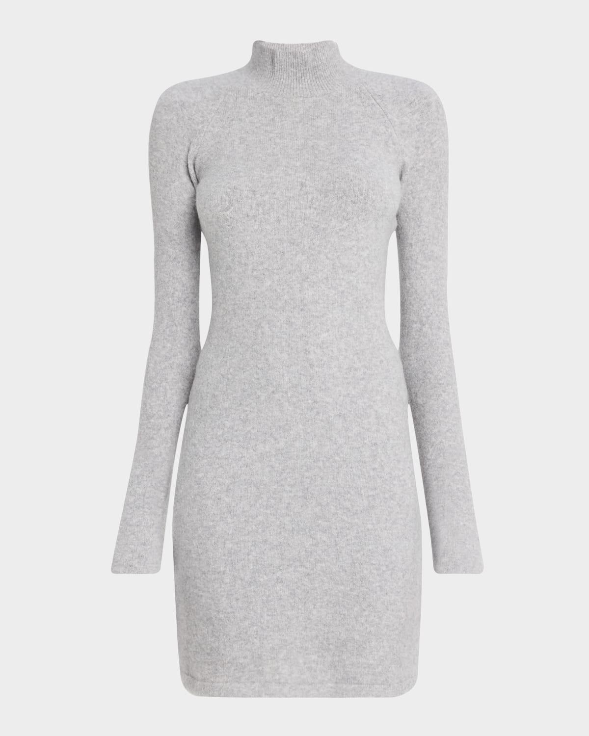 merino wool blend mock-neck midi dress