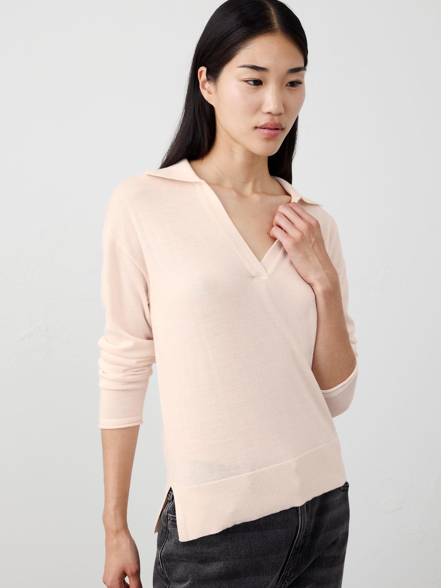 merino wool johnny-collar sweater