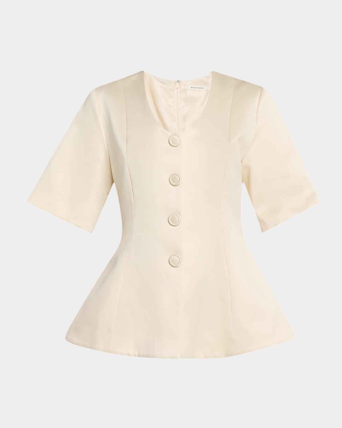 merlina button flare-hem blouse