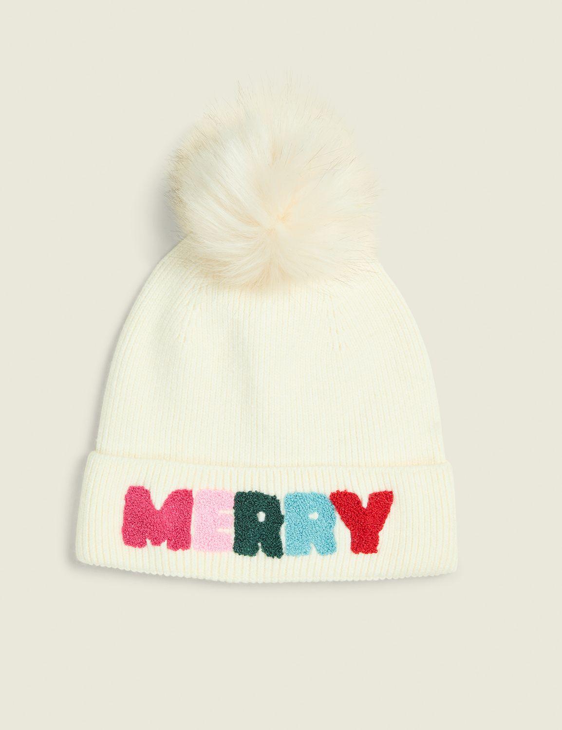 merry pom-pom beanie hat