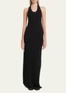meryl halter matte crepe rib knit maxi dress