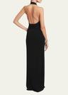 meryl halter matte crepe rib knit maxi dress