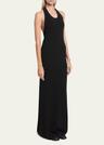 meryl halter matte crepe rib knit maxi dress