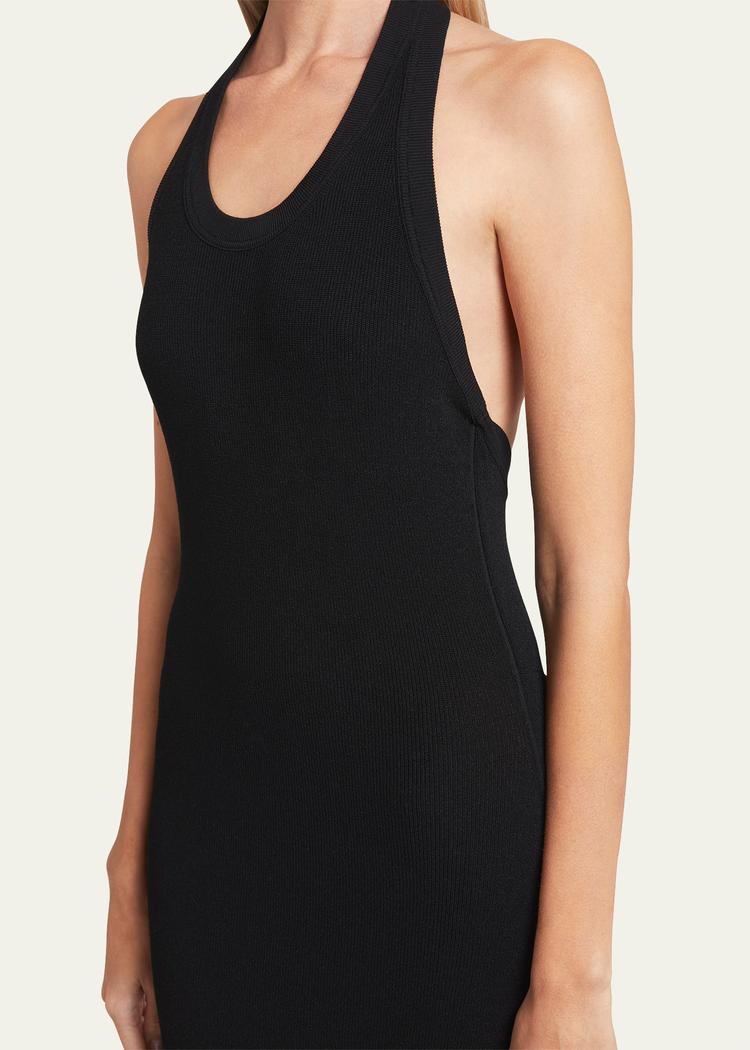 meryl halter matte crepe rib knit maxi dress