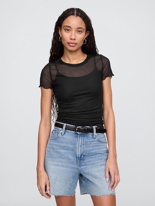 mesh crewneck t-shirt