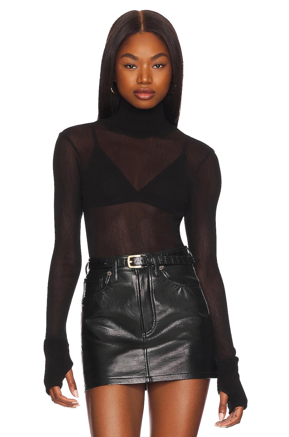 mesh cuffed turtleneck