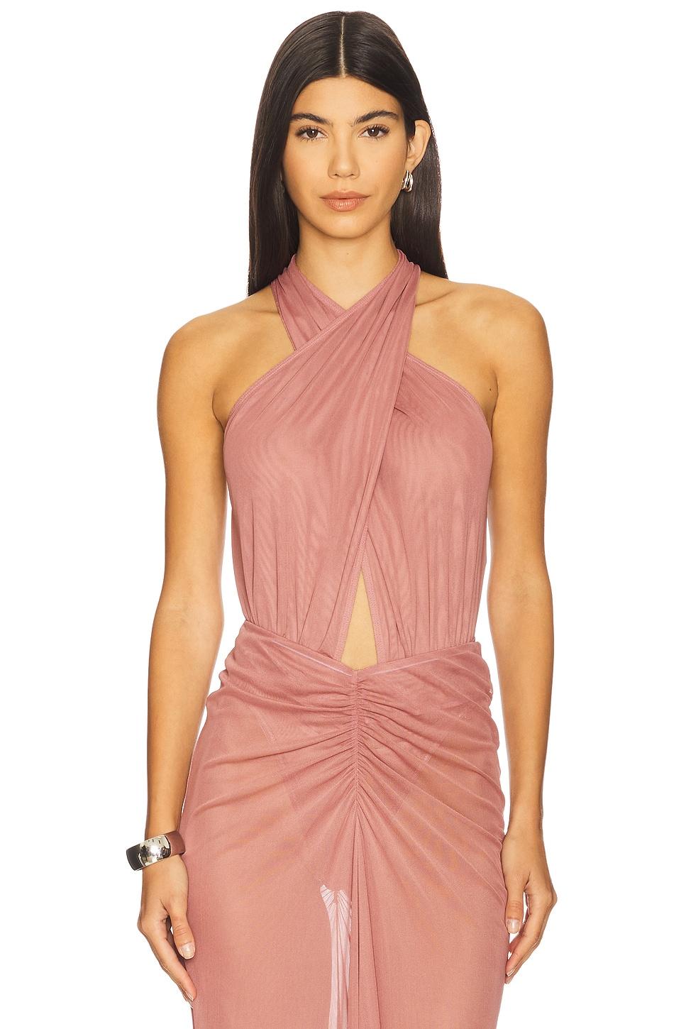 mesh halter cutout bodysuit