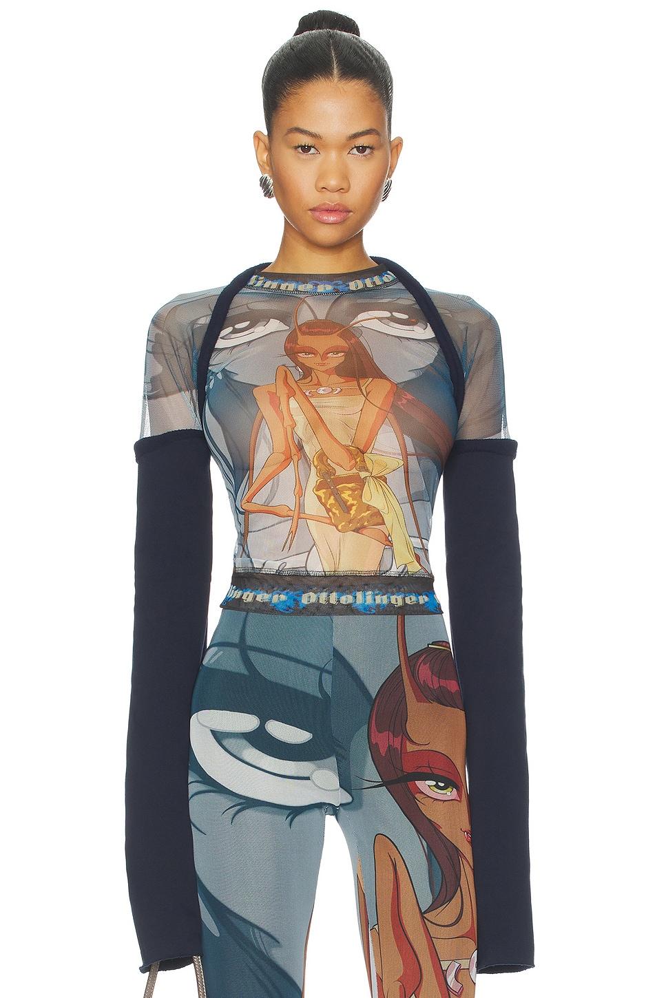 mesh hybrid longsleeve in julien ceccaldi print