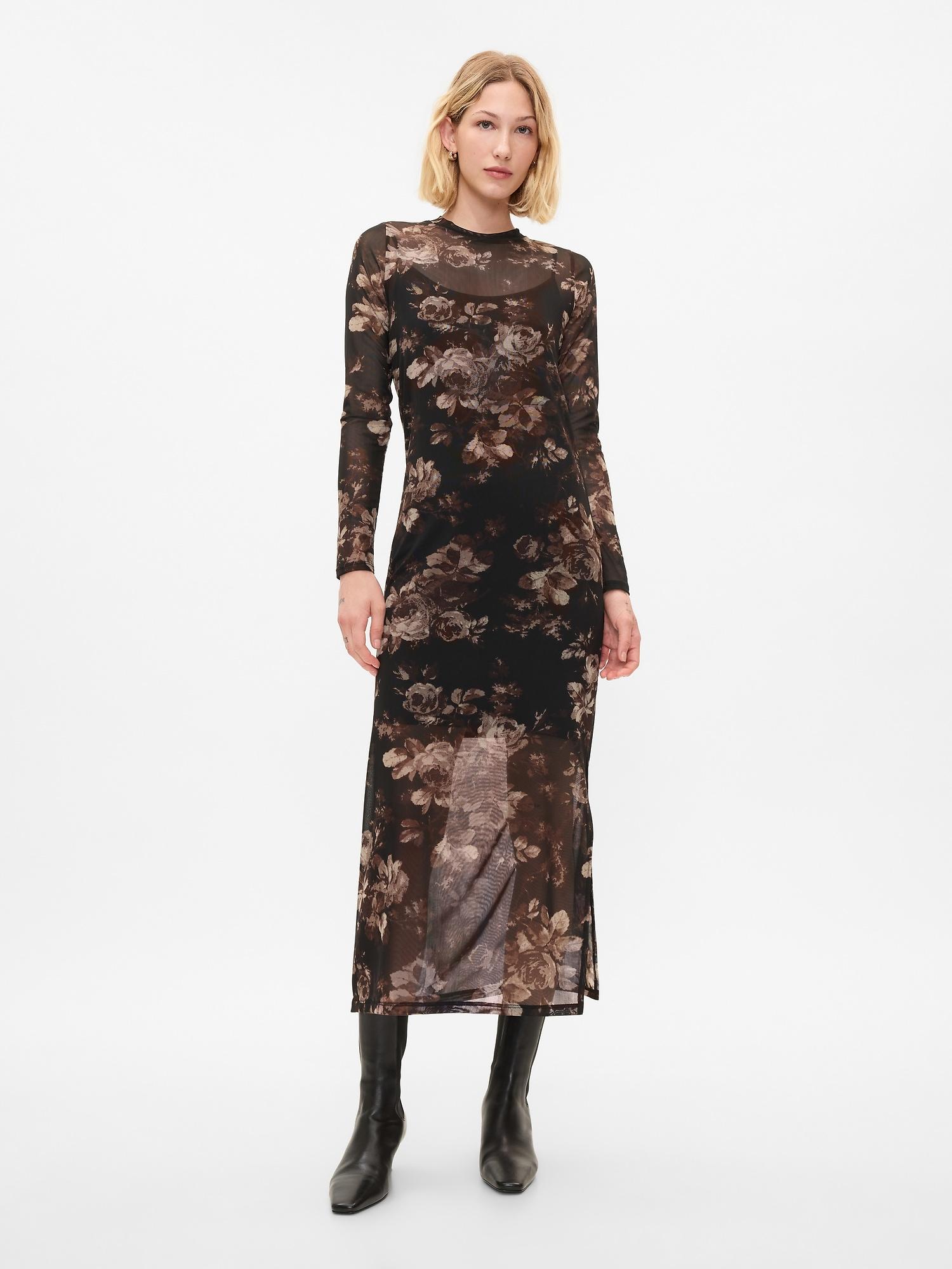 mesh midi dress