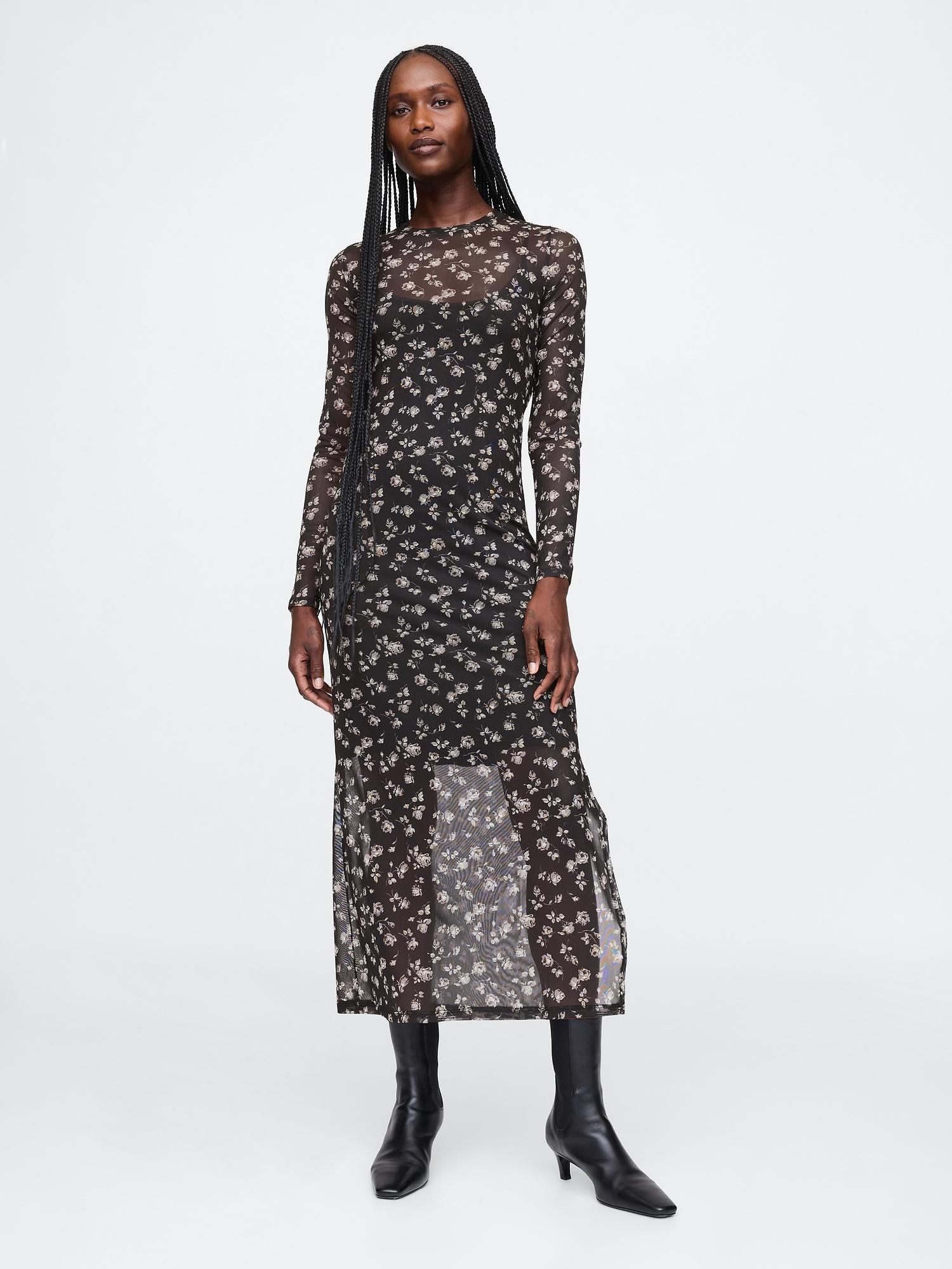 mesh midi dress
