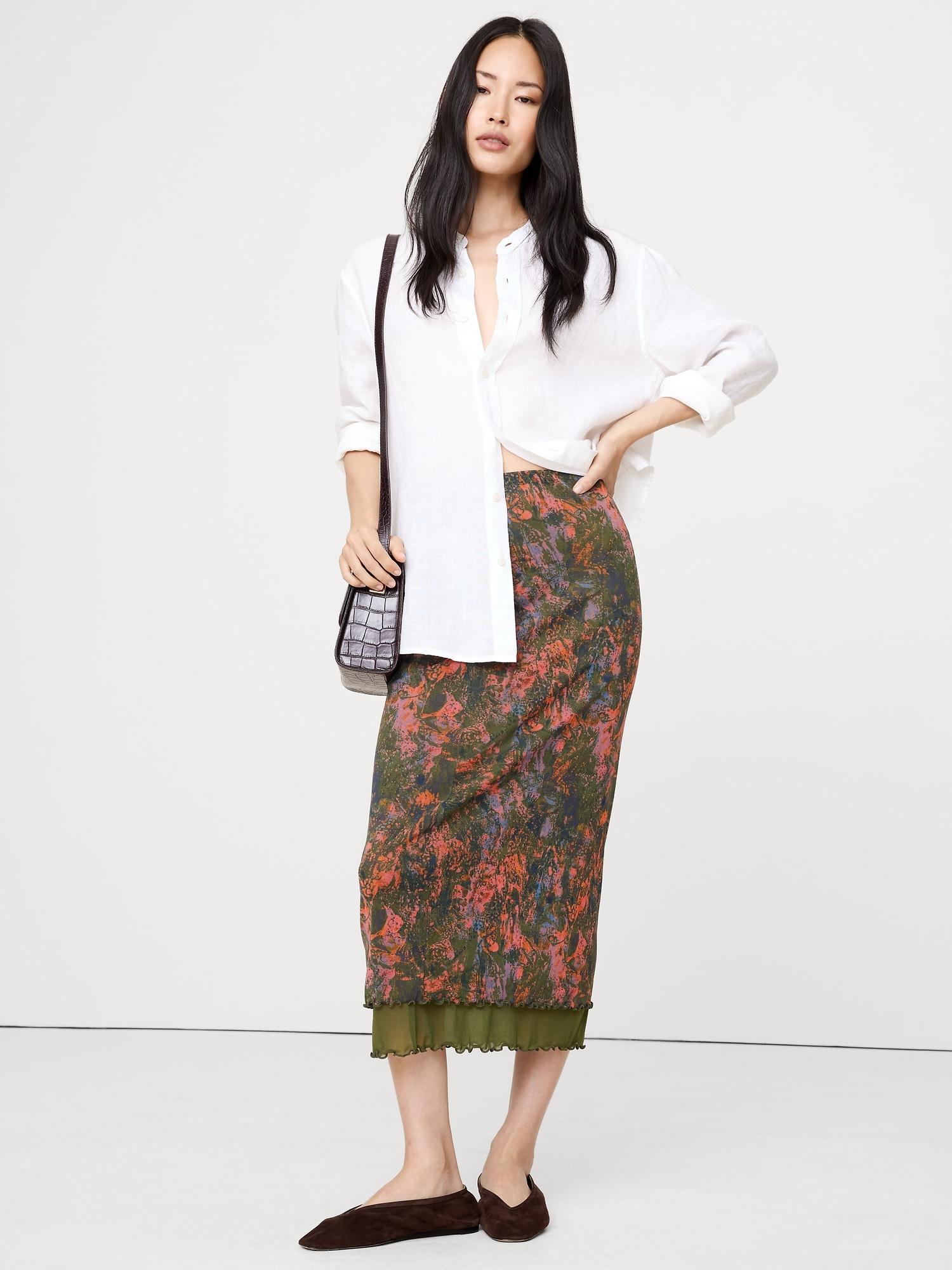 mesh midi skirt