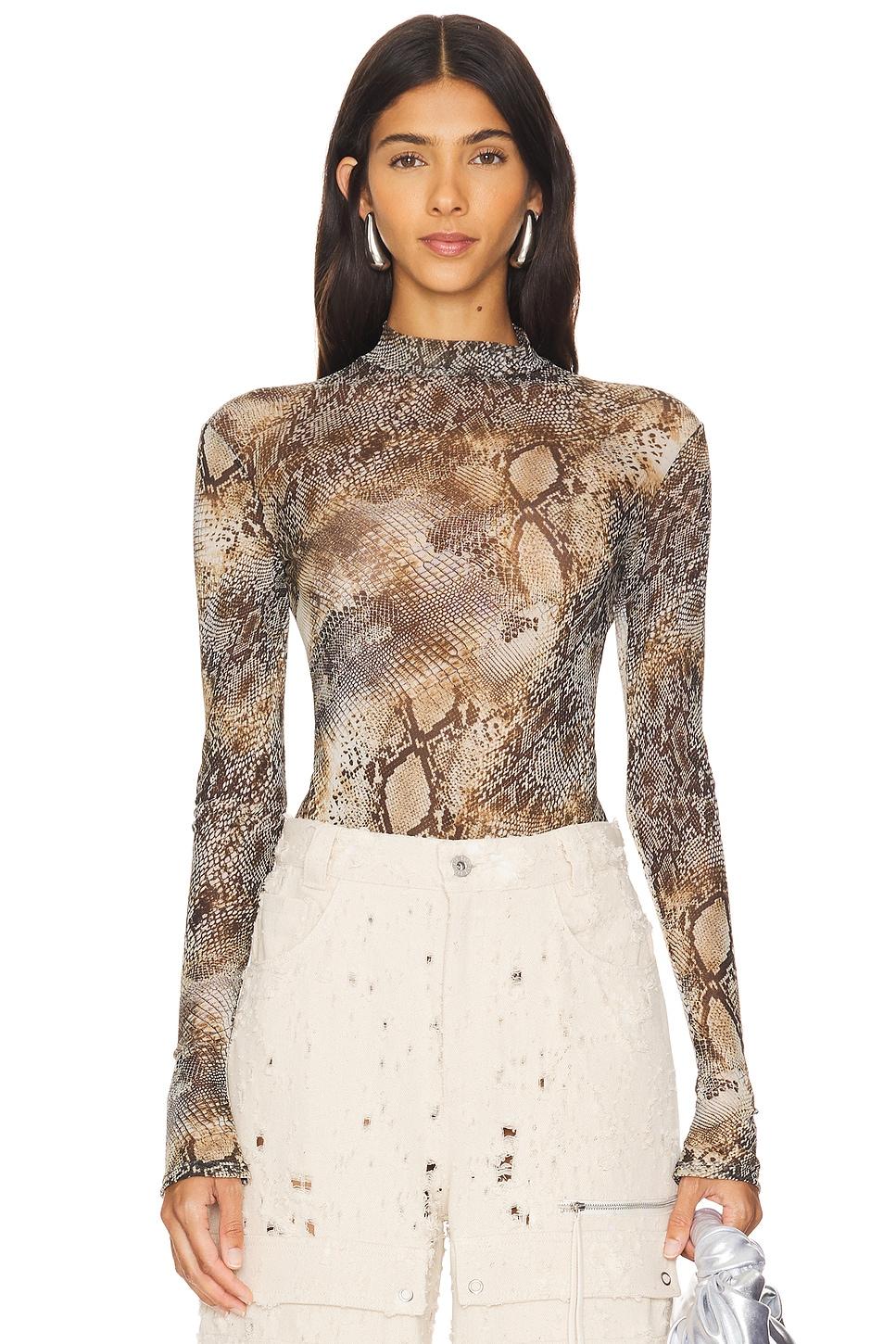 mesh mock neck bodysuit