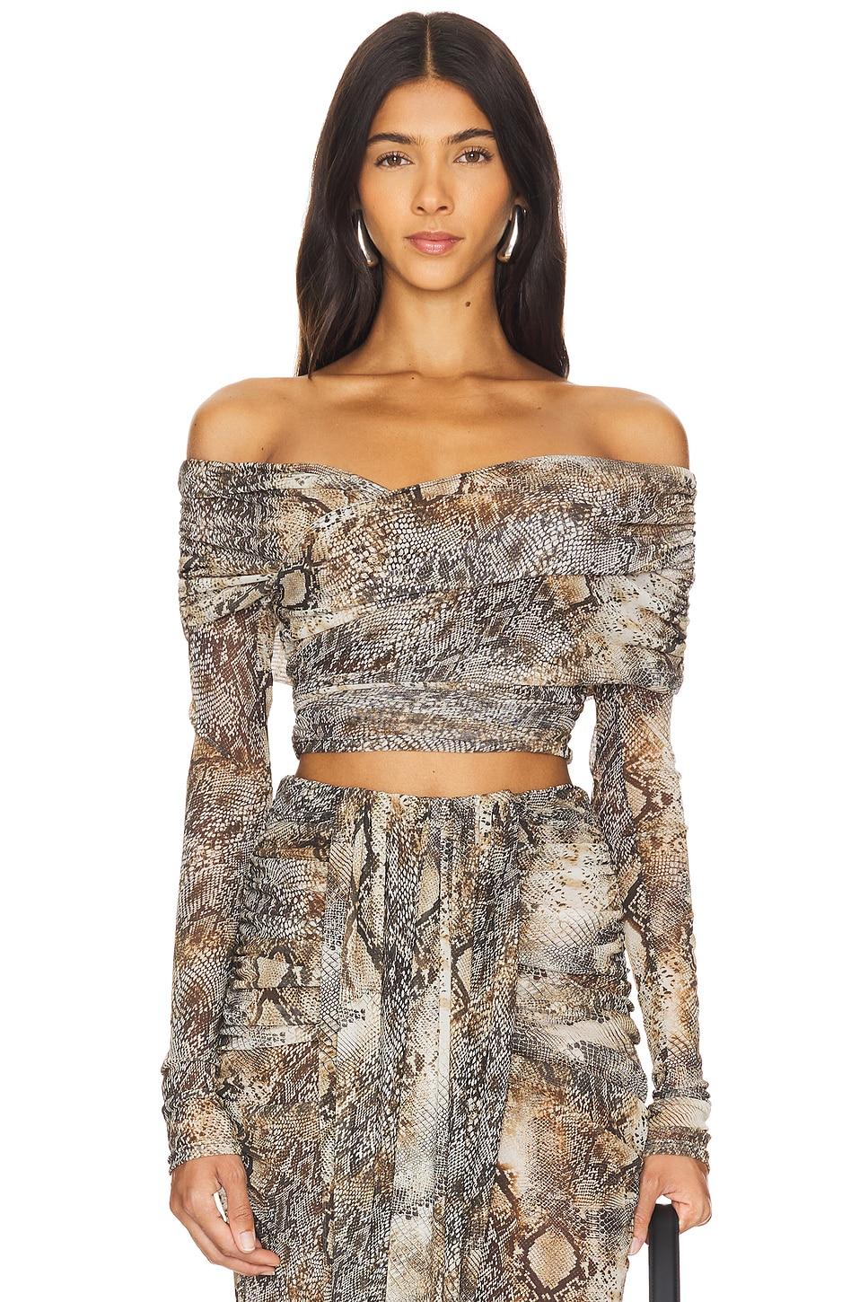 mesh off shoulder wrap top