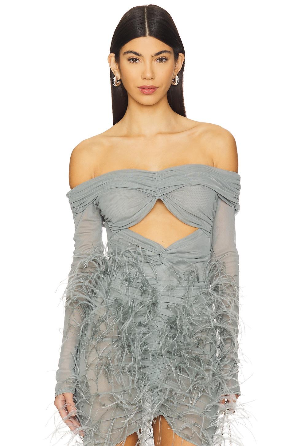 mesh off the shoulder cut out ruched bodysuit