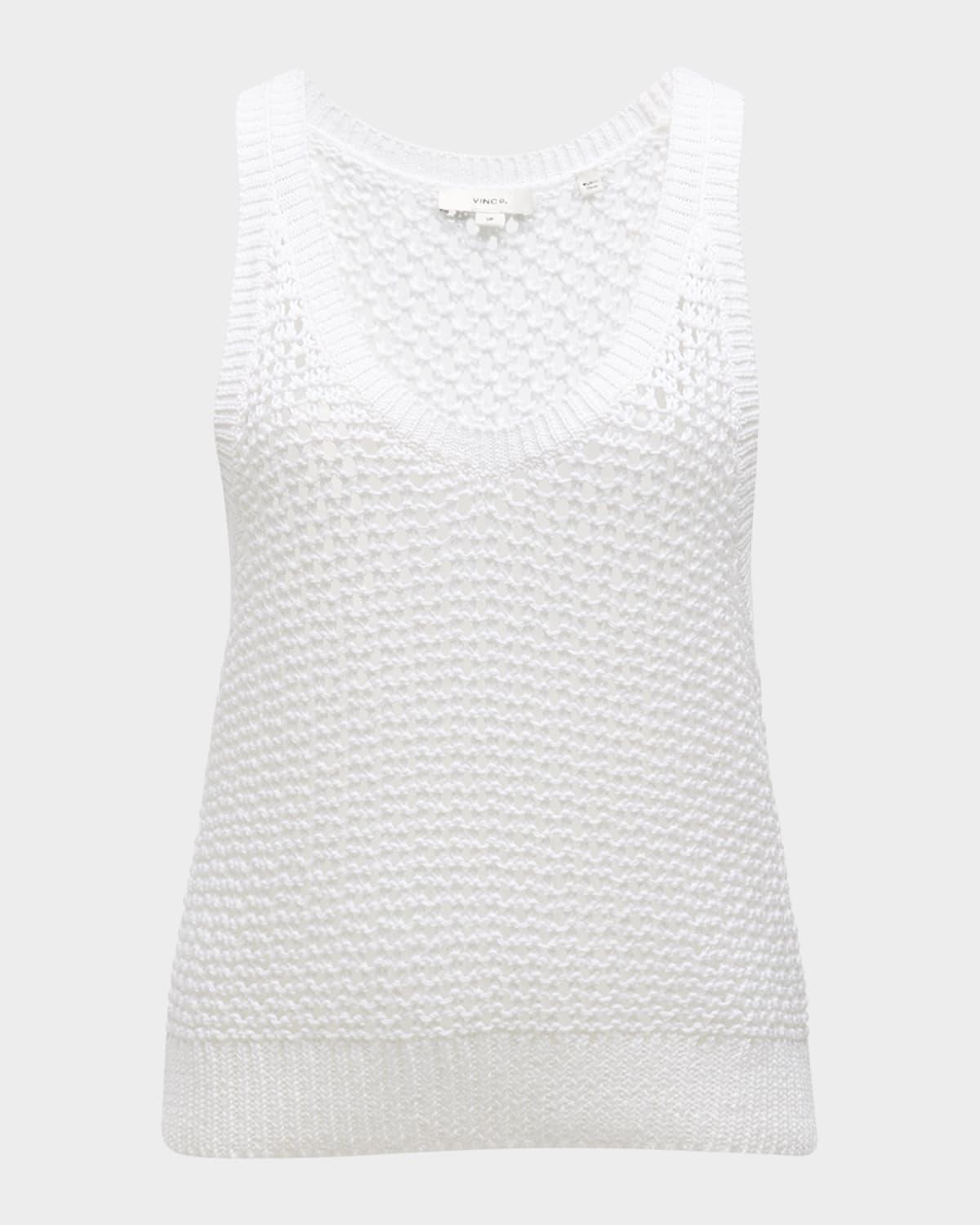 mesh stitch v-neck tank top