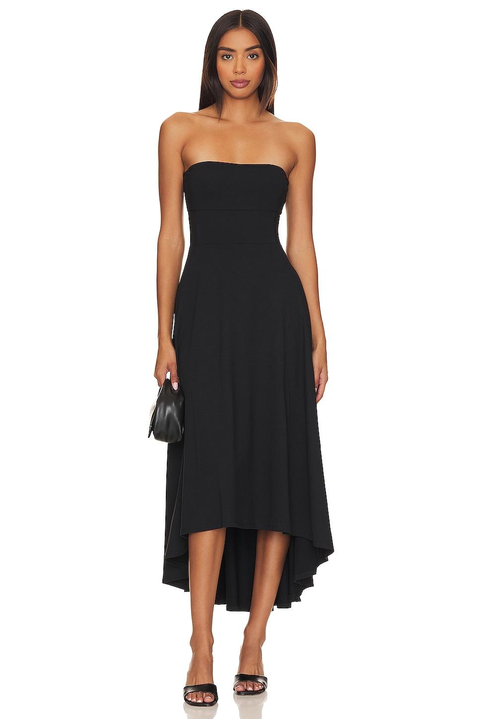 mesh strapless midi dress