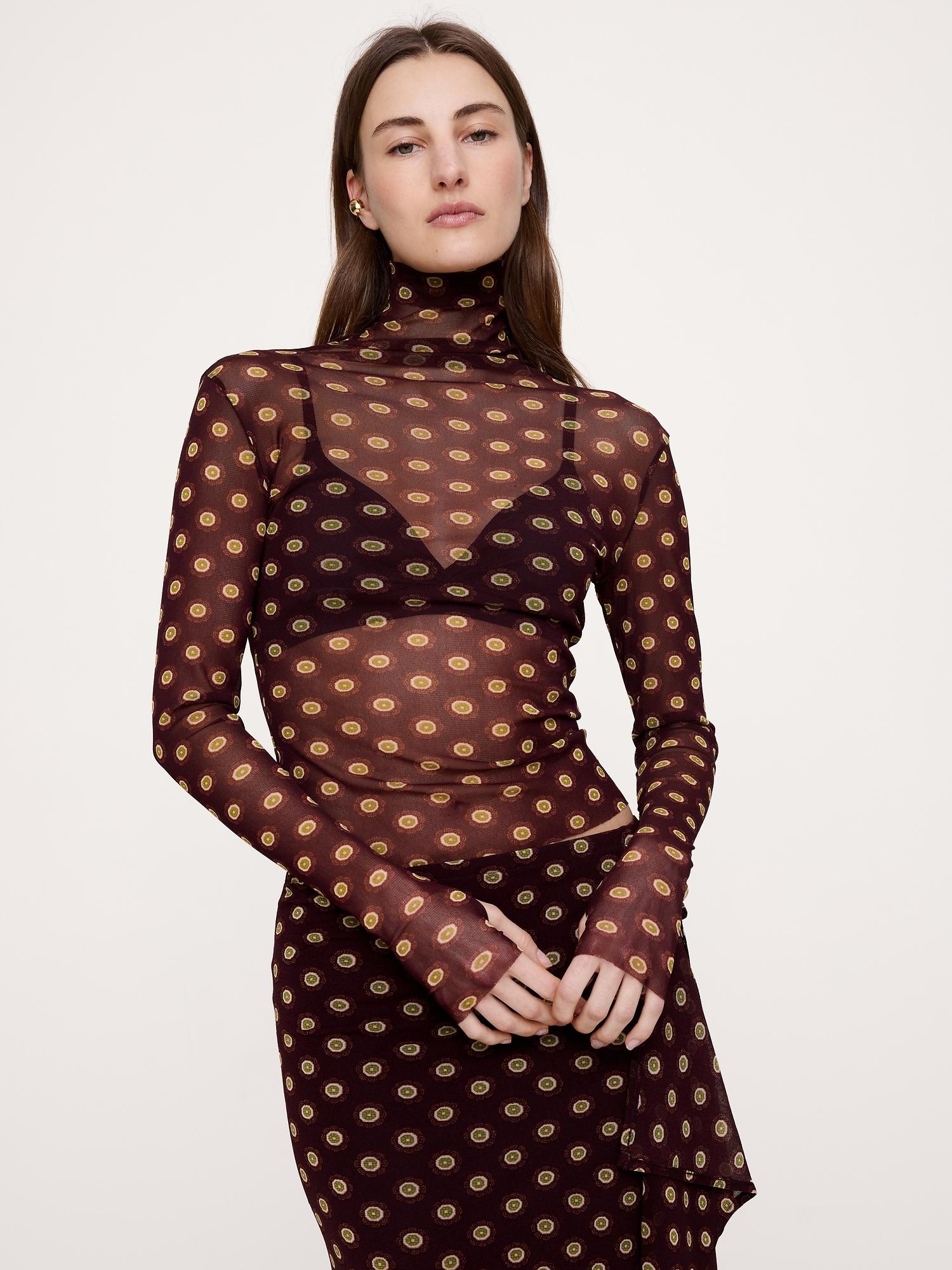 mesh turtleneck top
