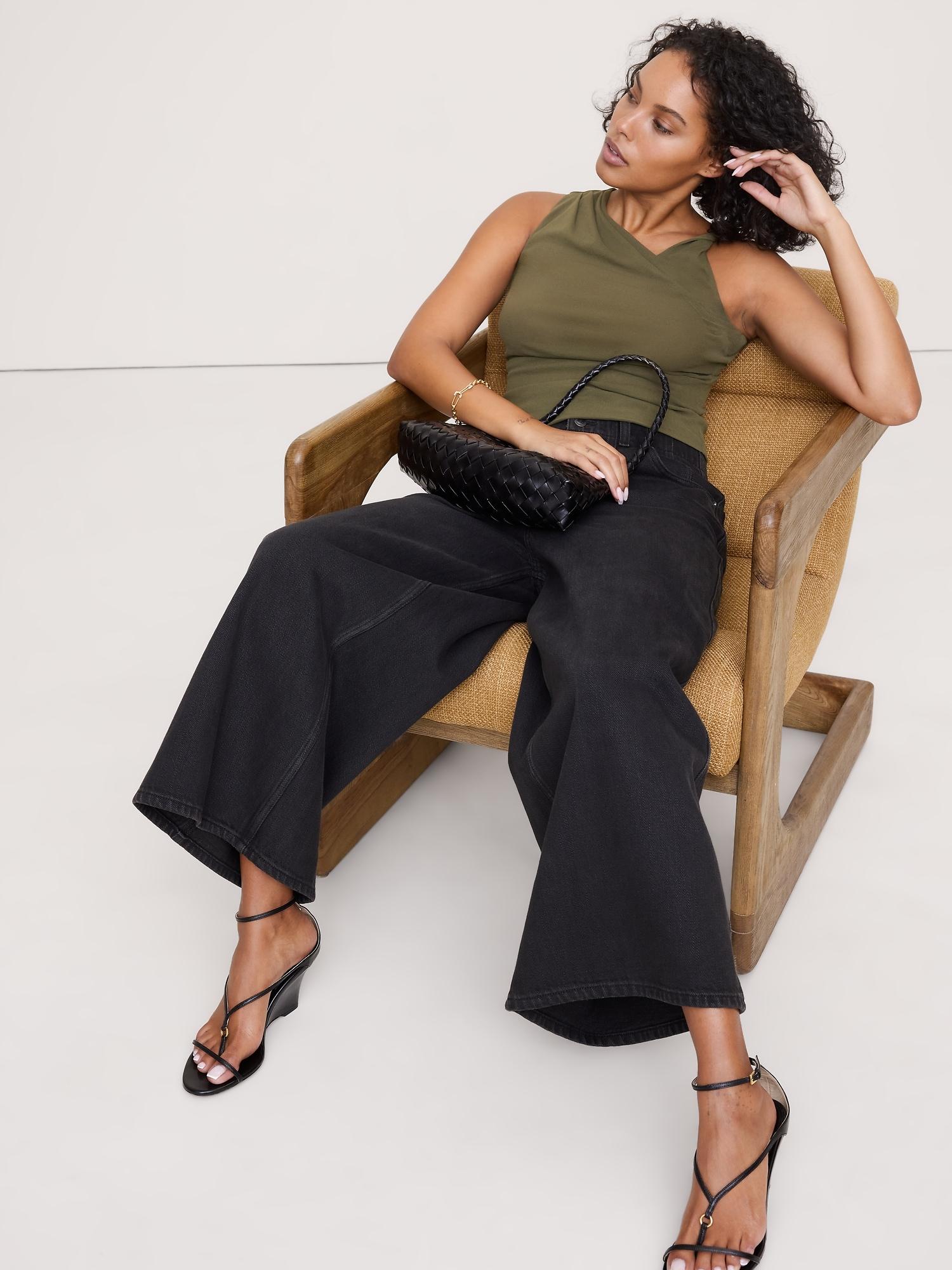 mesh twisted-shoulder top