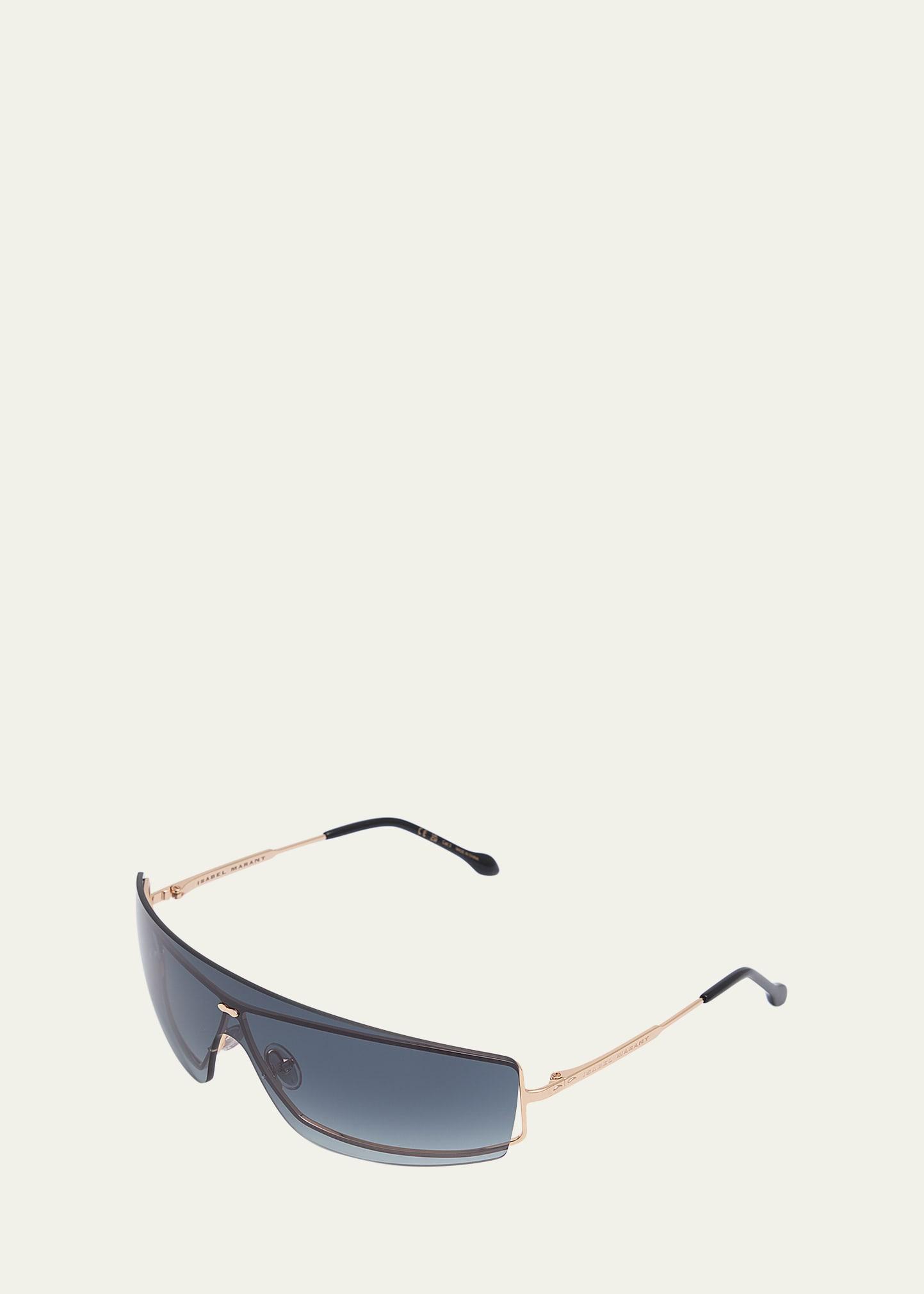 metal & acetate shield sunglasses