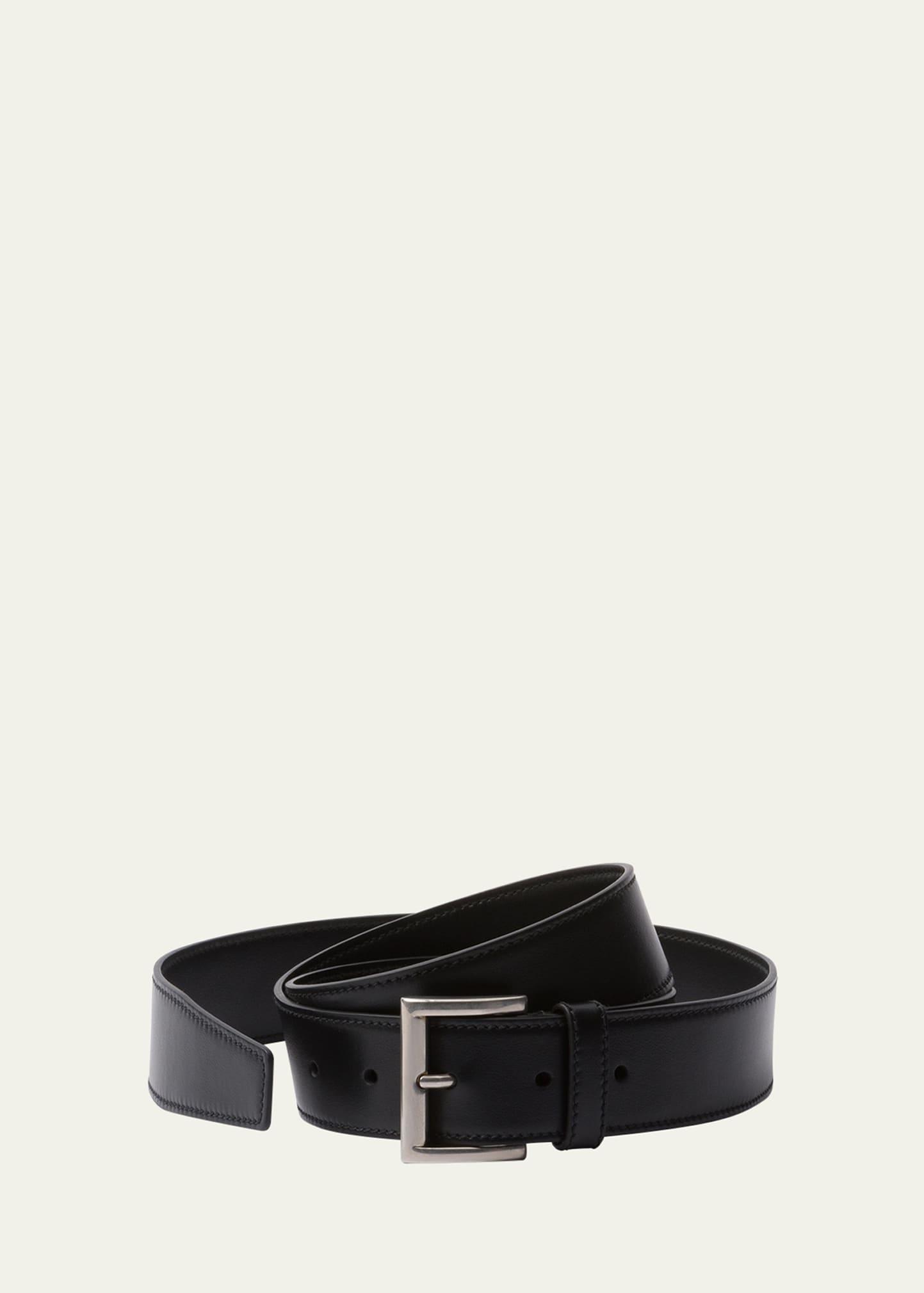 metal buckle calf leather belt